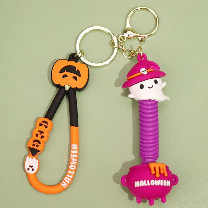 Wholesale 50PCS Halloween Pumpkin Skull Cute Personality PVC Keychain