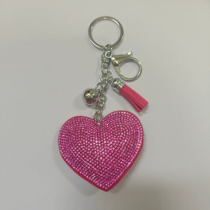 Wholesale Creative Heart-Shaped Diamond-Encrusted Bag Keychain