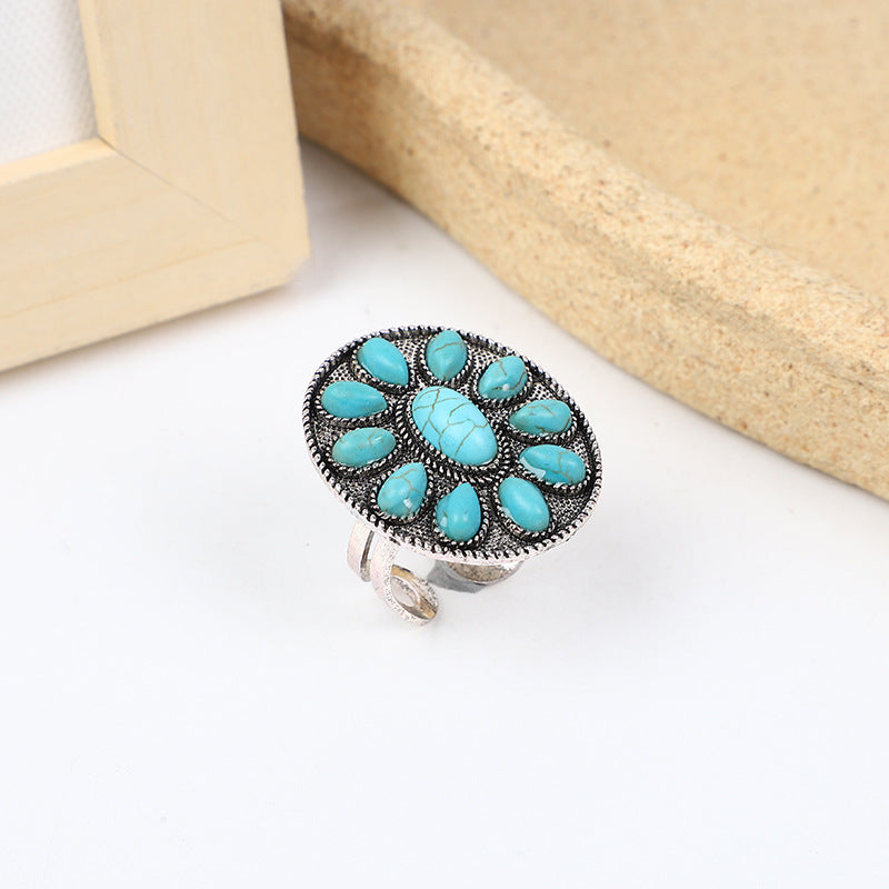 Wholesale Bohemian Retro Personalized Turquoise Ring