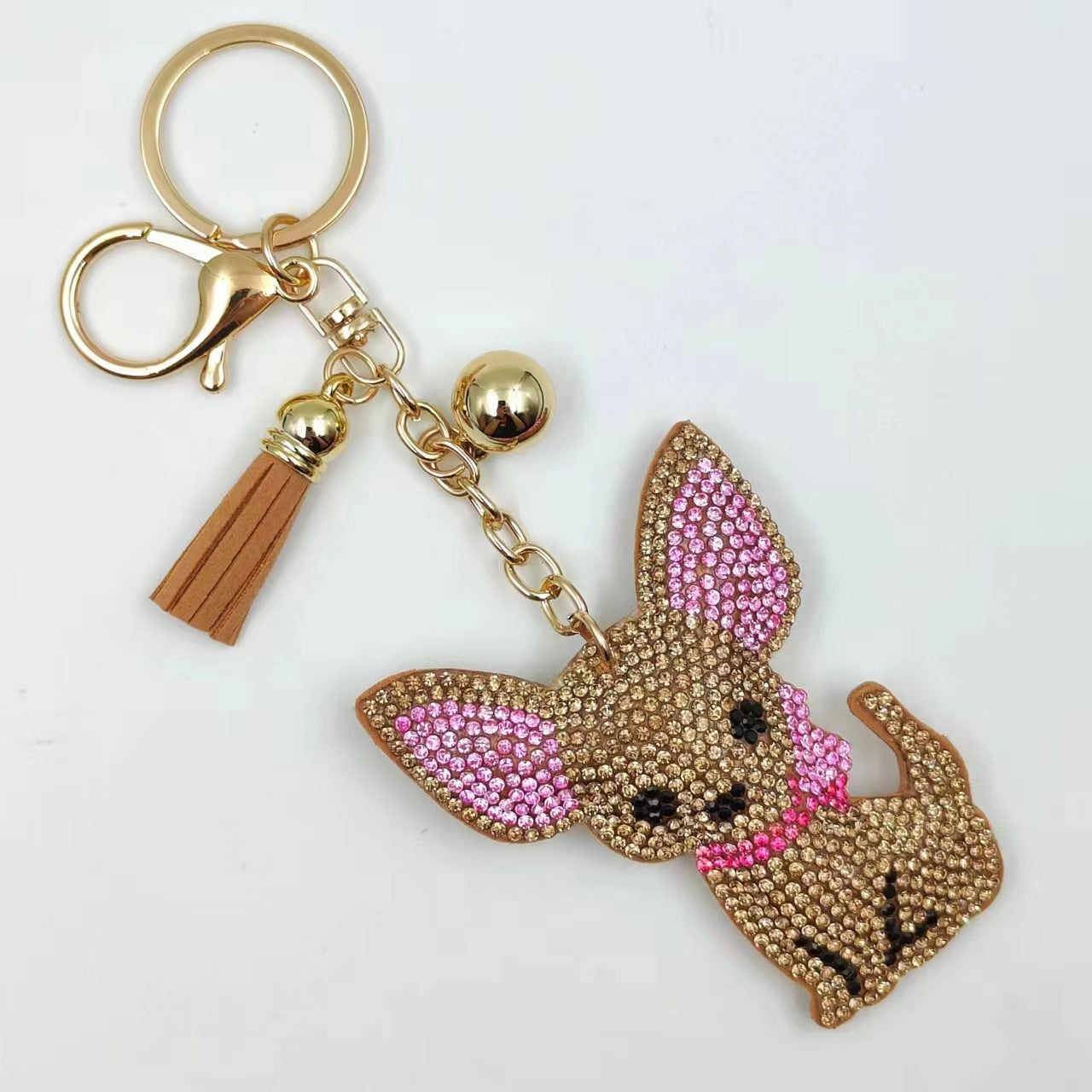 Wholesale  Cartoon Cute Cat Hot Diamond Cat  Tassel  Alloy Keychain