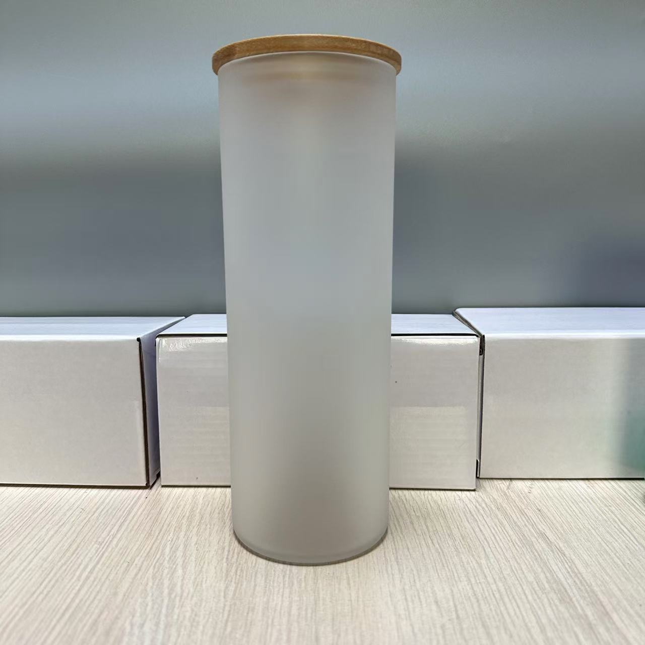 Wholesale Sublimation Mason Glass 12oz/16oz Coke Cup Cans Frosted Straws Single and Double Glass Bamboo Cover Cup