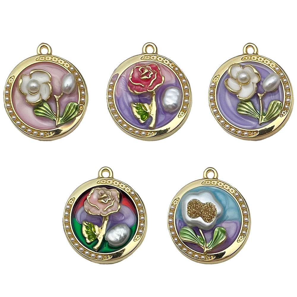 Wholesale Oil Painting Ocean Series DIY Alloy Oil Drop Pendant Necklace Earrings