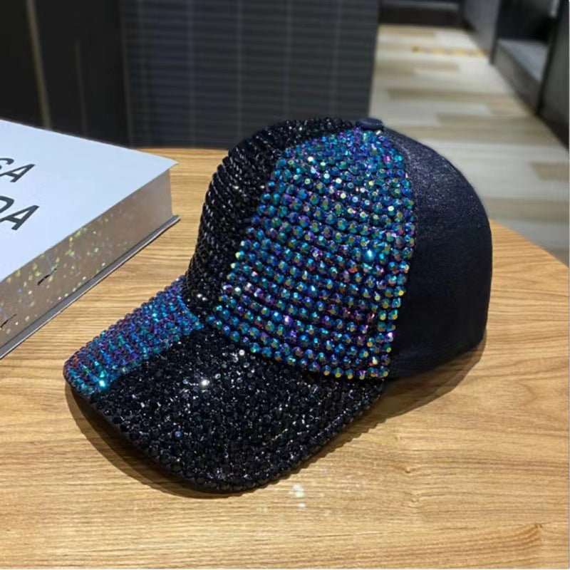 Wholesale Cotton Two-color Patchwork Diamond Studded Baseball Caps