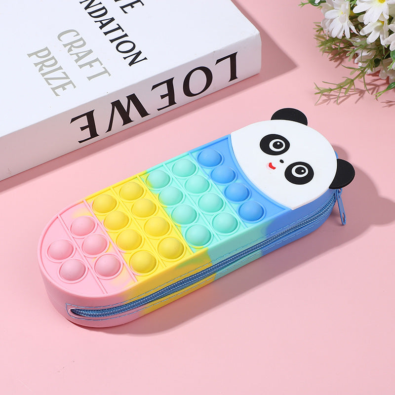Wholesale  Decompression Silicone Pencil Cartoon Rabbit Panda Children' s Pencil Box