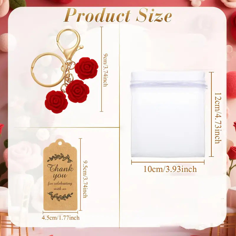 Wholesale 10 Elegant Rose Flower Set Zinc Alloy Keychain  Valentine' s Day