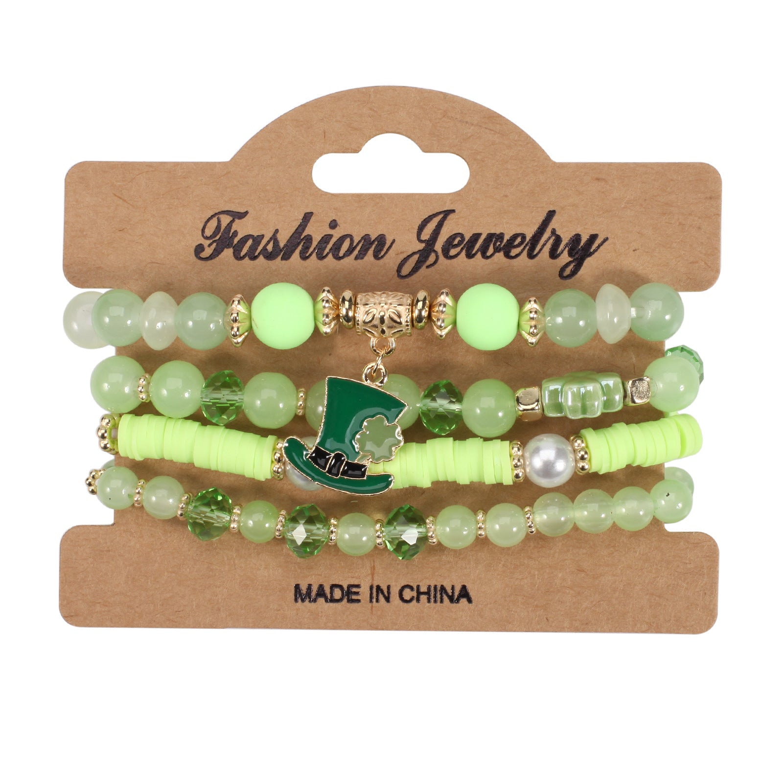 Wholesale St.  Patrick' s Day Green Clover Letter Bracelet