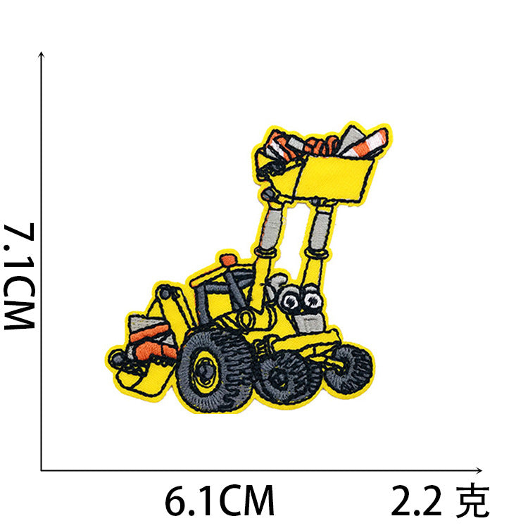 Wholesale Stylish Construction Vehicle Embroidery Patches Self Adhesive Polyester Cloth Applique For Clothing And DIY
