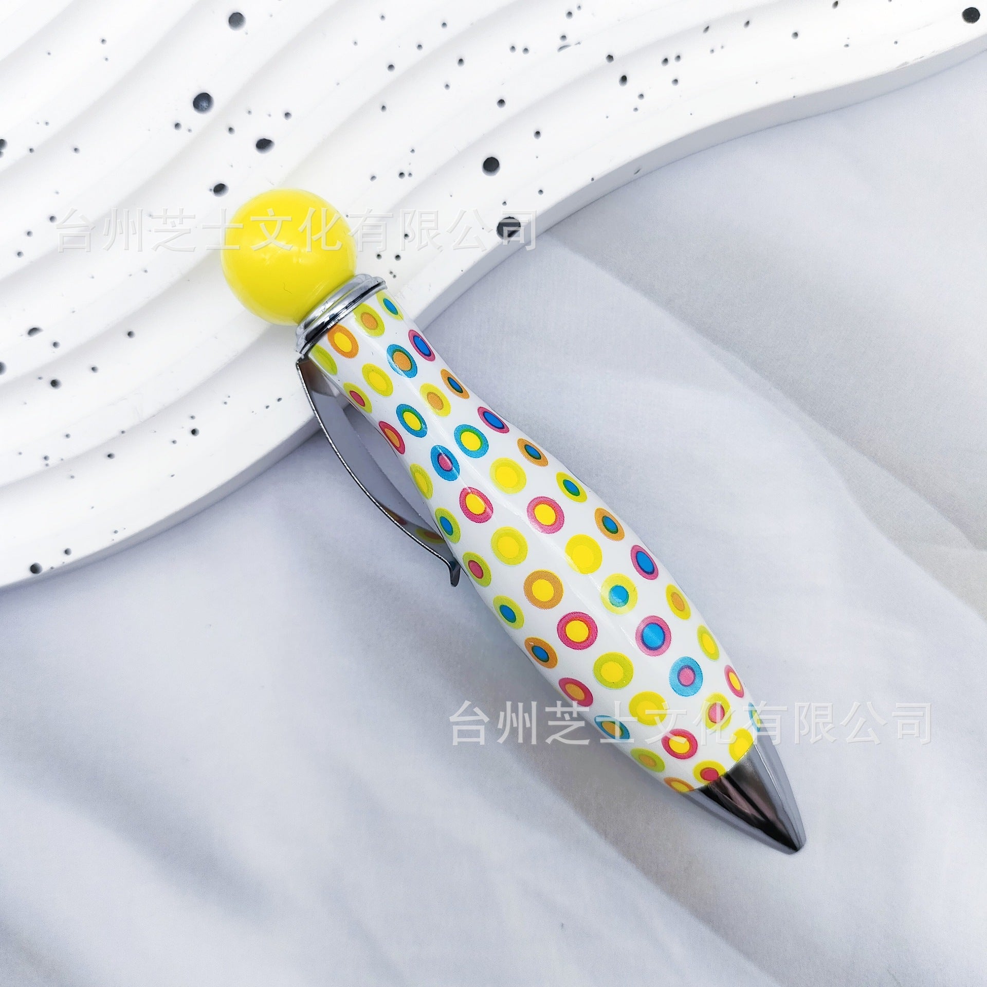 Wholesale 10pcs Multicolor Bowling Ballpoint Pen Cute Spot Print Flower Film Chubby