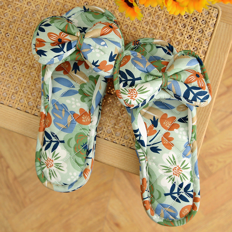 Wholesale Flower Thickened Fabric Slippers Indoor Quiet Soft Bottom Non-slip Slippers