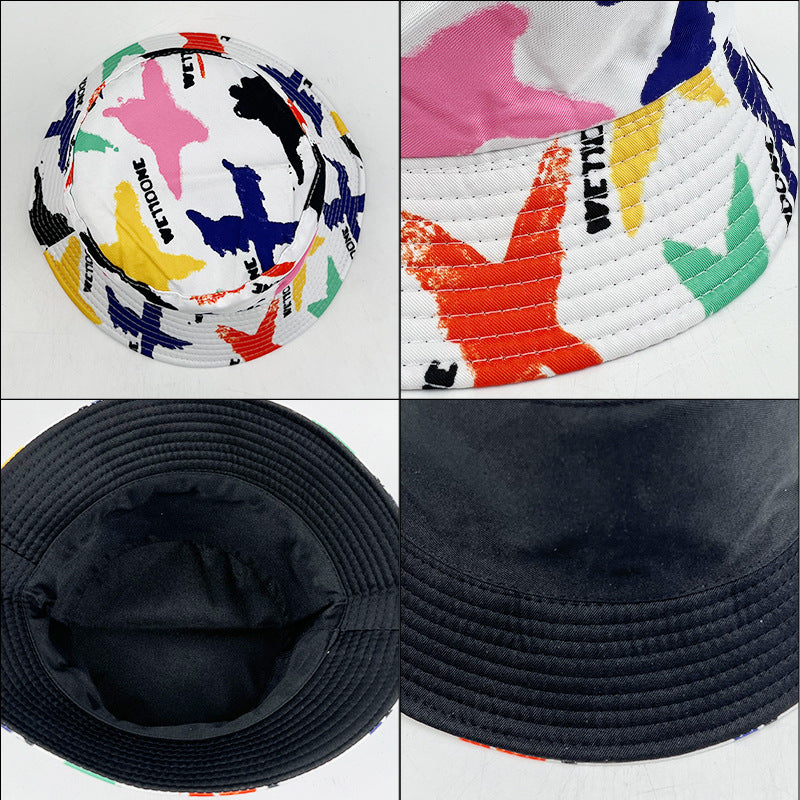 Wholesale Double-sided Tie Dyed Graffiti Polyester Fisherman Hats