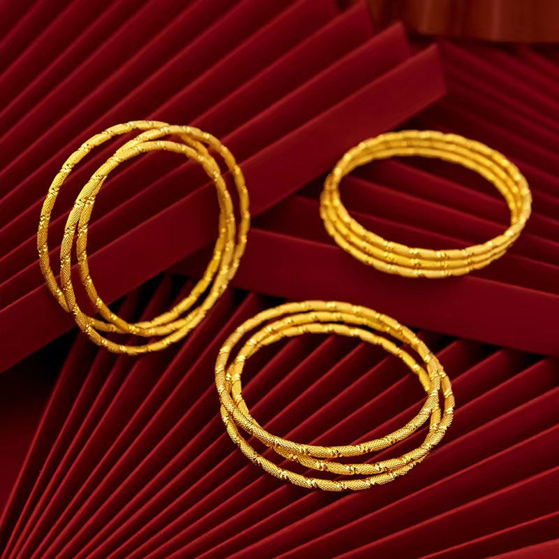 Wholesale Vietnam Sand Gold 3mm Copper Gold Plated Closed Bracelet