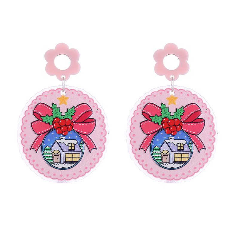 Wholesale Christmas Double-sided Glitter Acrylic Earrings