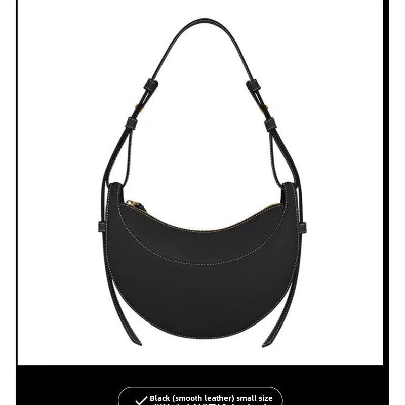 Wholesale Mini Moon Shape Saddle Bag Women's Leather Armpit Crossbody Bag High Quality Composite Cowhide Medium Size Spring Leisure Travel