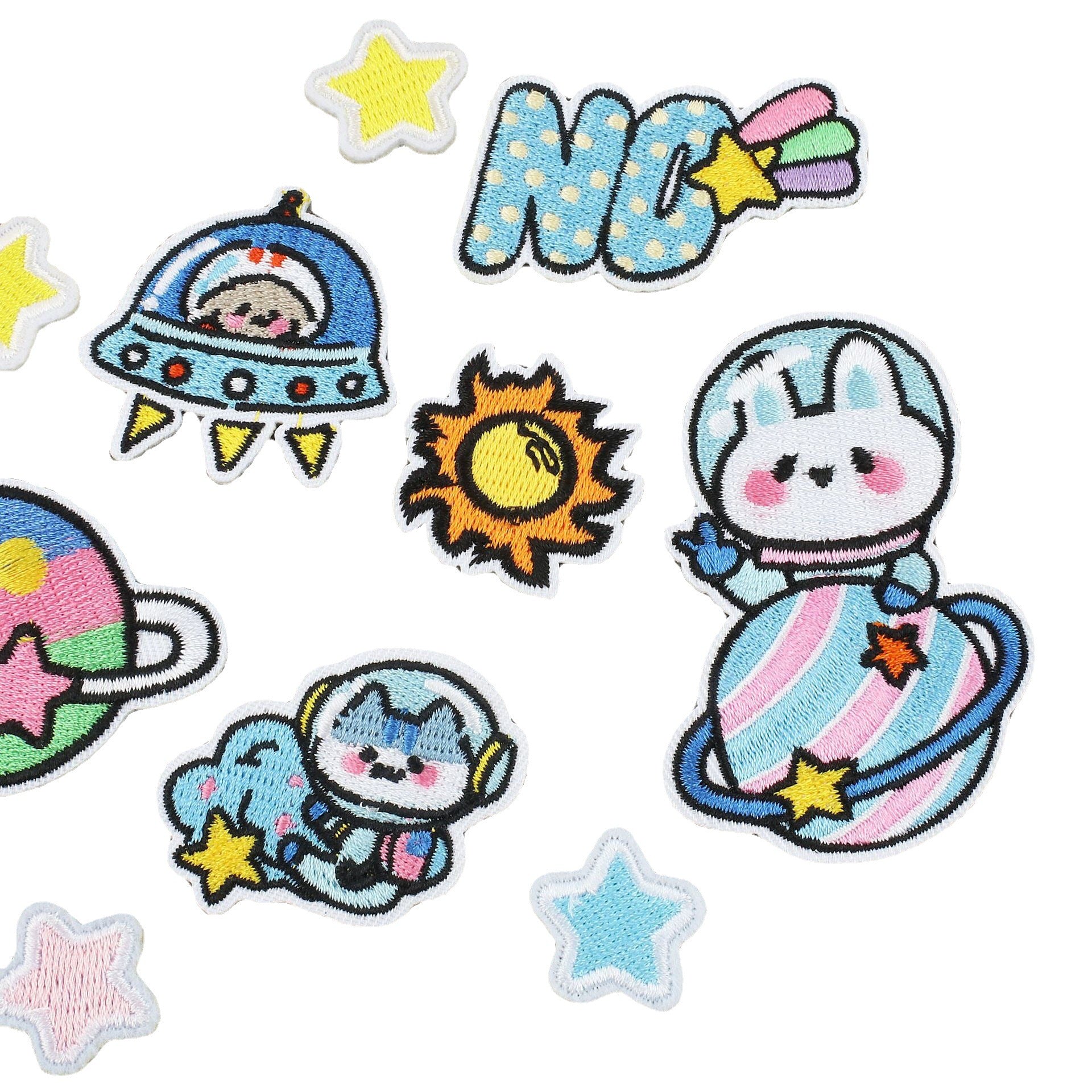 Wholesale Stupid Space Rabbit Embroidery Cloth Sticker Clothes Decoration Patch Spaceship Rabbit Computer Embroidery Sticker Ironing Chapter