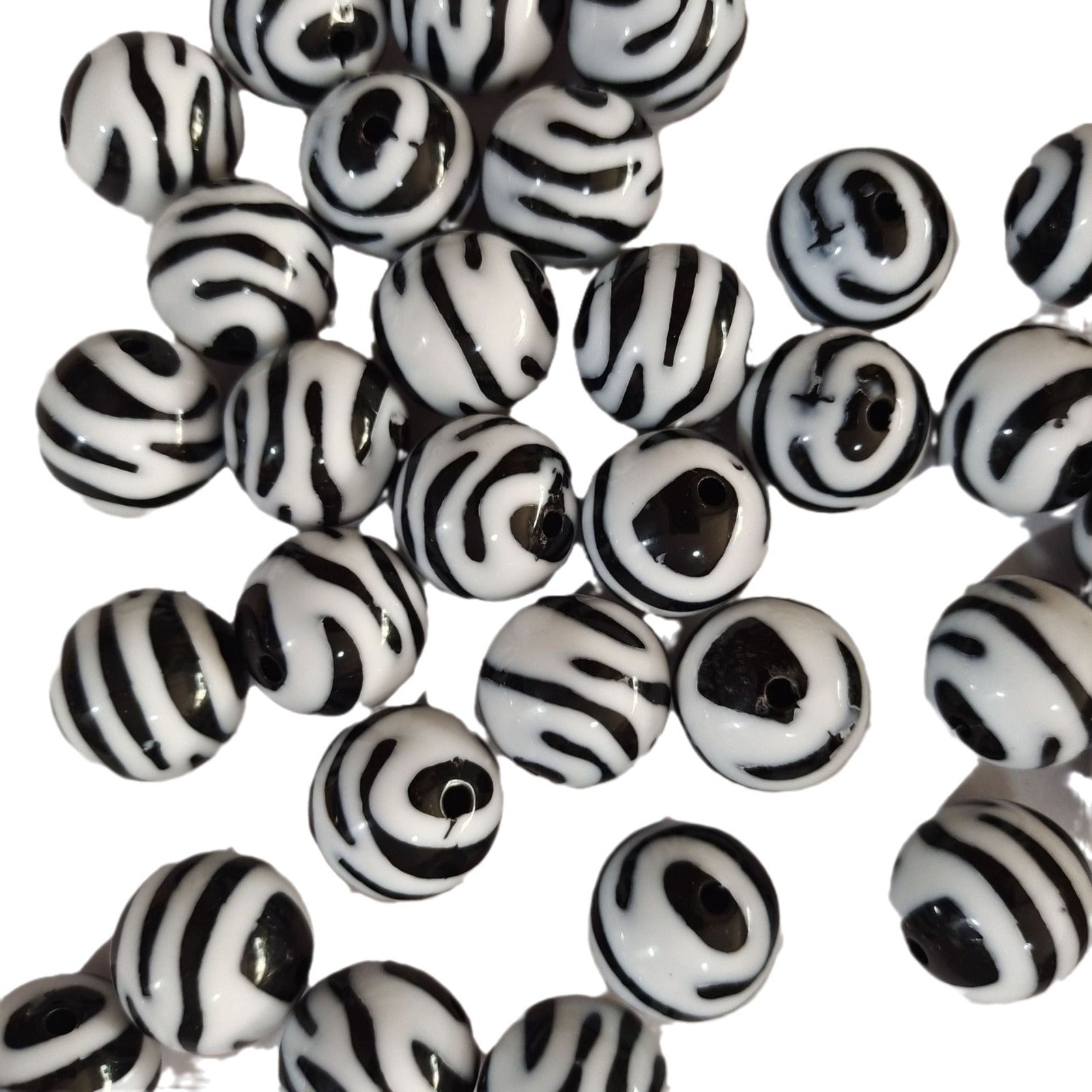 Wholesale 5PCS 20mm Acrylic Zebraprint Printed Bead