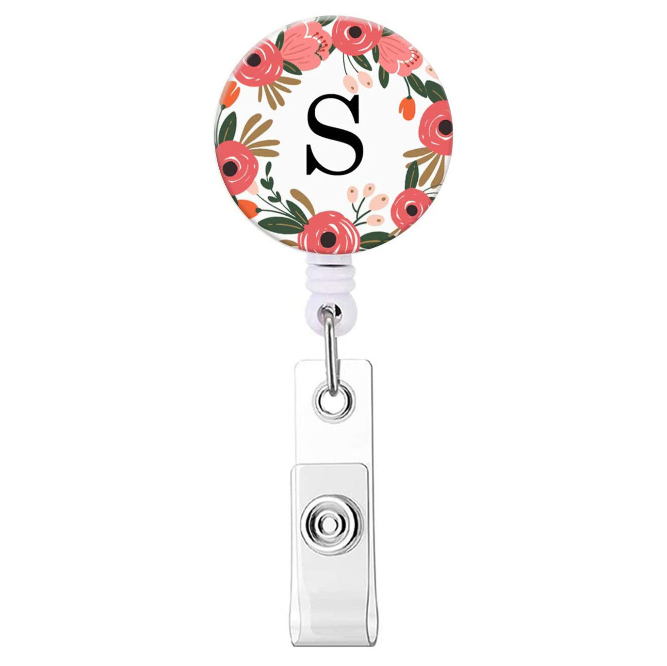 Wholesale English letter glue flower telescopic rotating easy to pull keychain