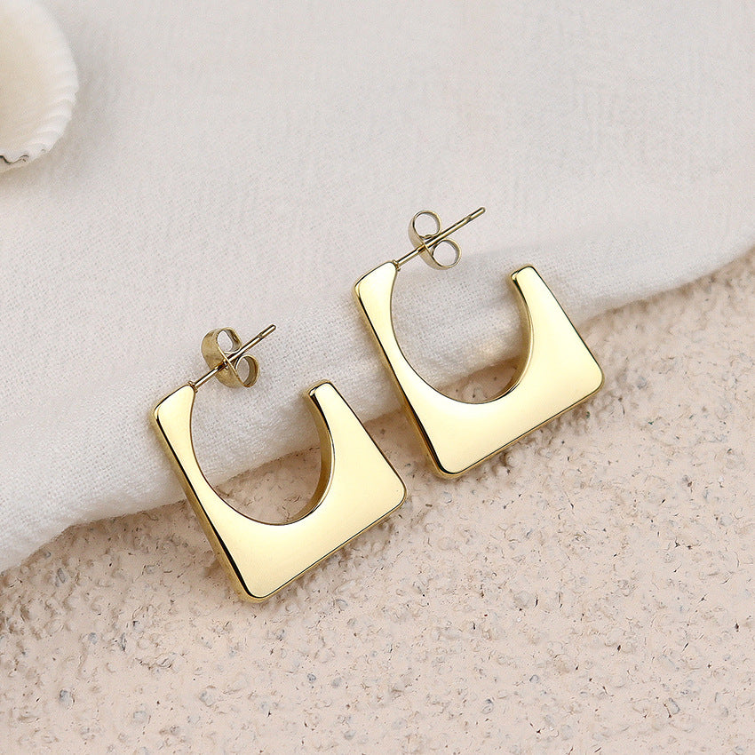 Wholesale Stainless Steel 8K Gold Simple Geometric Small Mini Earrings