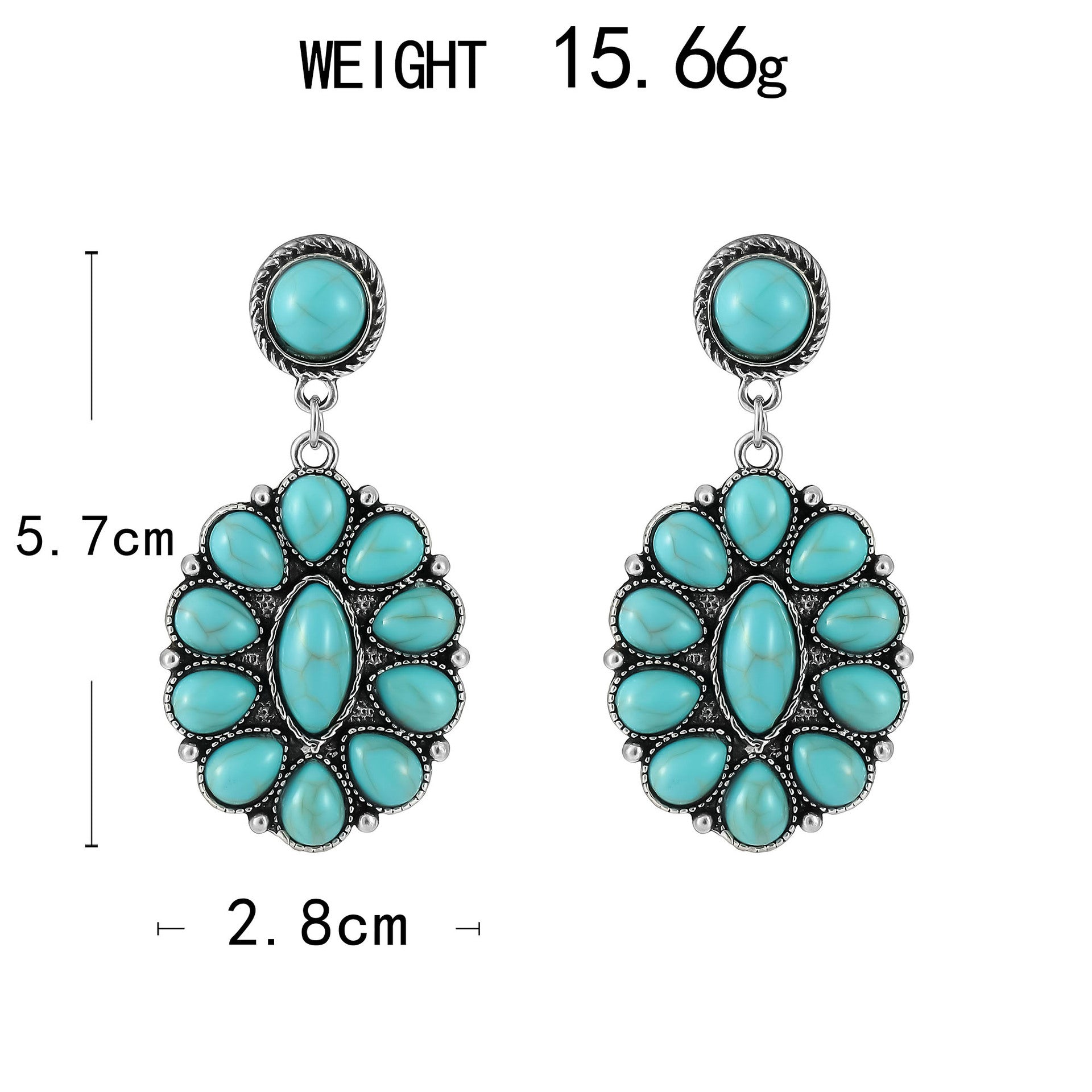 Wholesale Vintage Bohemian Turquoise Geometric Stud Earrings