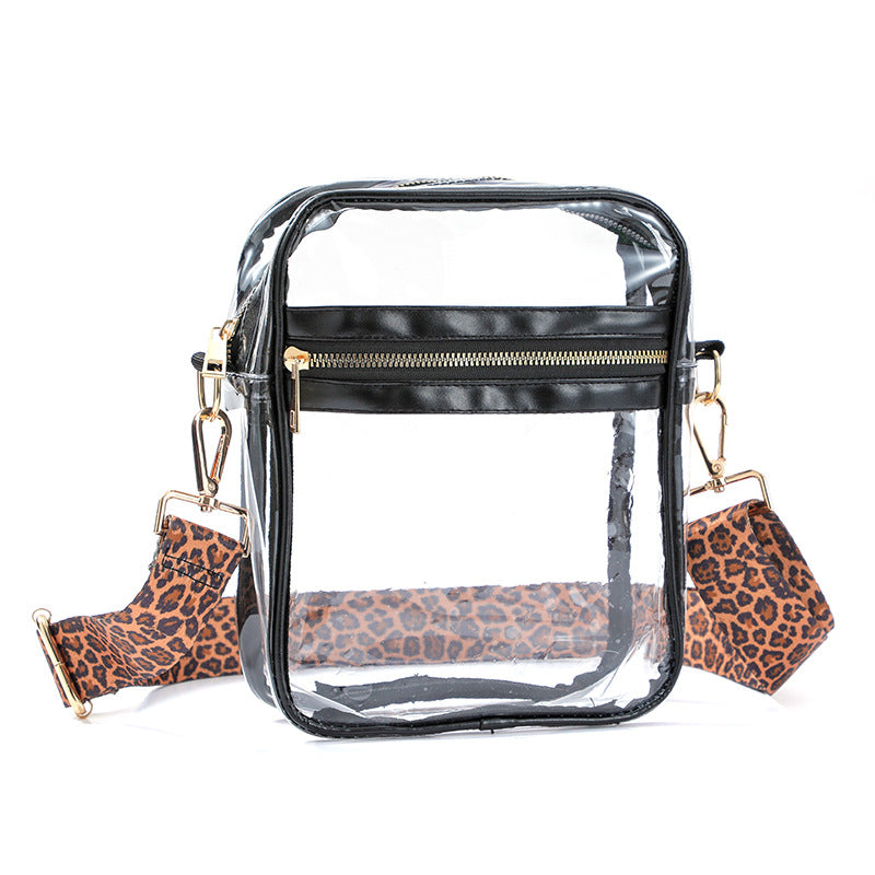 Wholesale Transparent PVC Leopard Print Western Style Single Shoulder Crossbody Bag