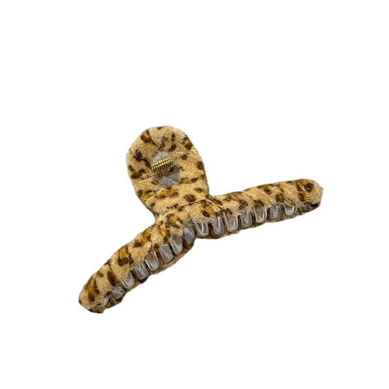 Wholesale Plush Leopard Print Large Grab Clip