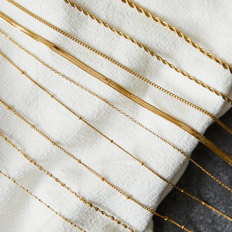 Wholesale Titanium Steel Gypsophila Petals Twist Chain Snake Bone Chain Necklace