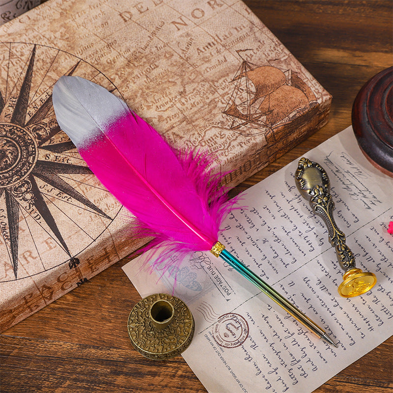 Wholesale 10pcs/pack Gradient Color Feather Pen Ballpoint Pen