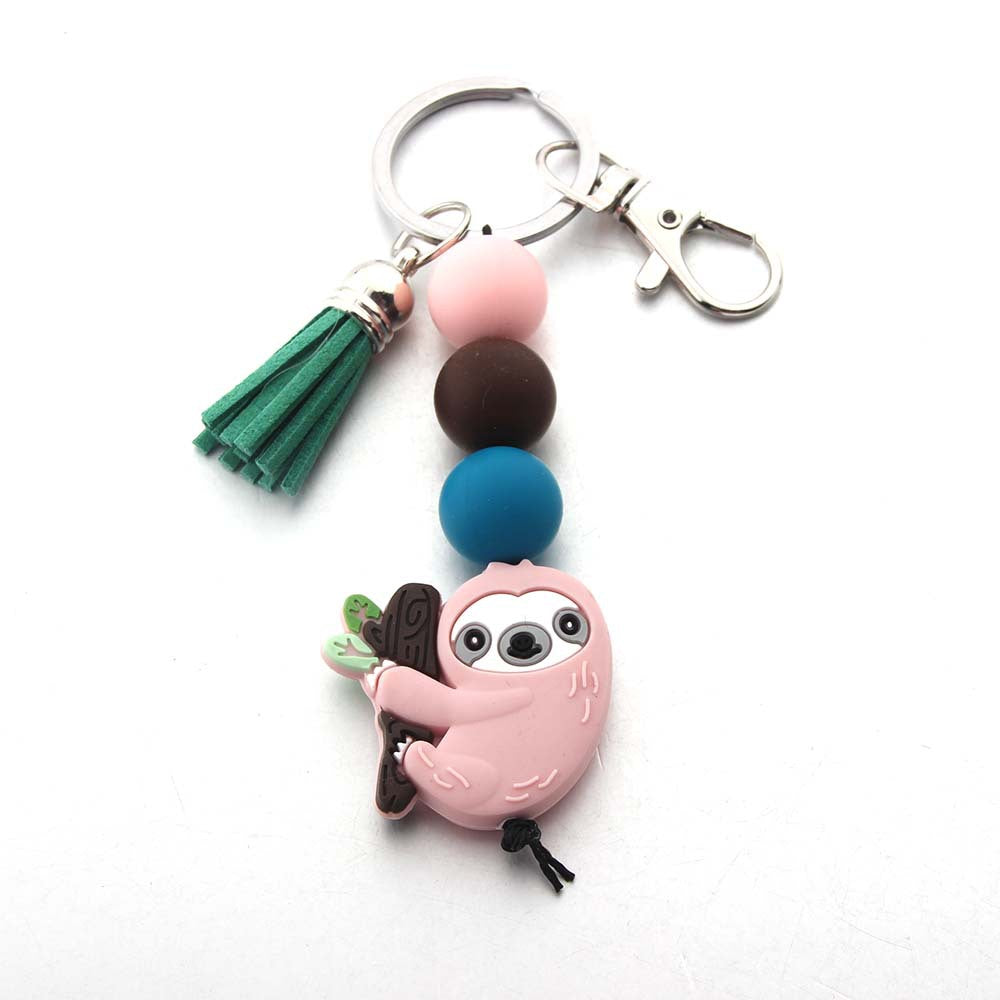 Wholesale Cartoon Sloth Silicone Beads Animal Keychain
