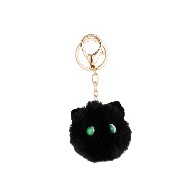 Wholesale Cute Plush Powder Blusher Cat Alloy Keychains