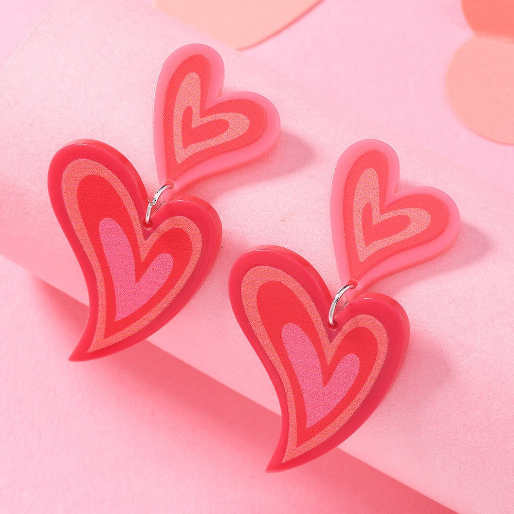 Wholesale Love Sparkling Heart shaped Acrylic Earrings for Valentine' s Day