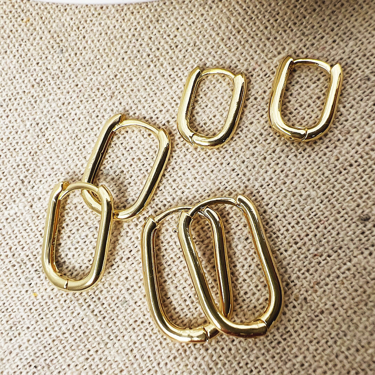 Wholesale Simple Real Gold Plated Creative Arc Earrings
