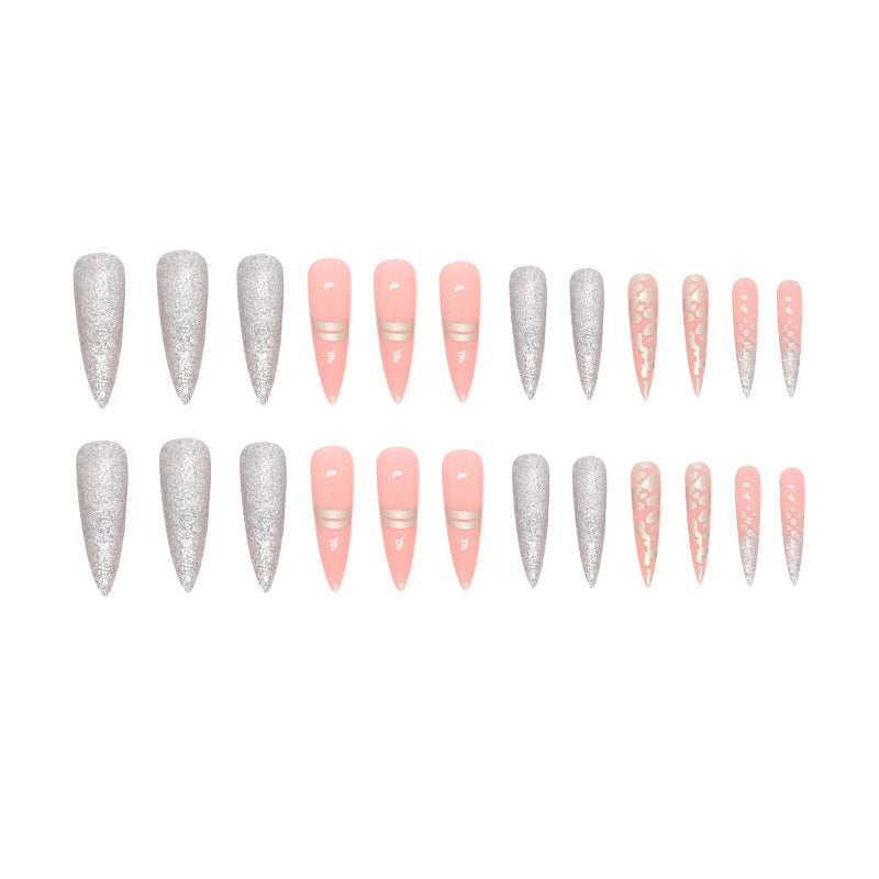 Wholesale Long pointed glittering leopard print gold foil lines leopard print spot wear armor