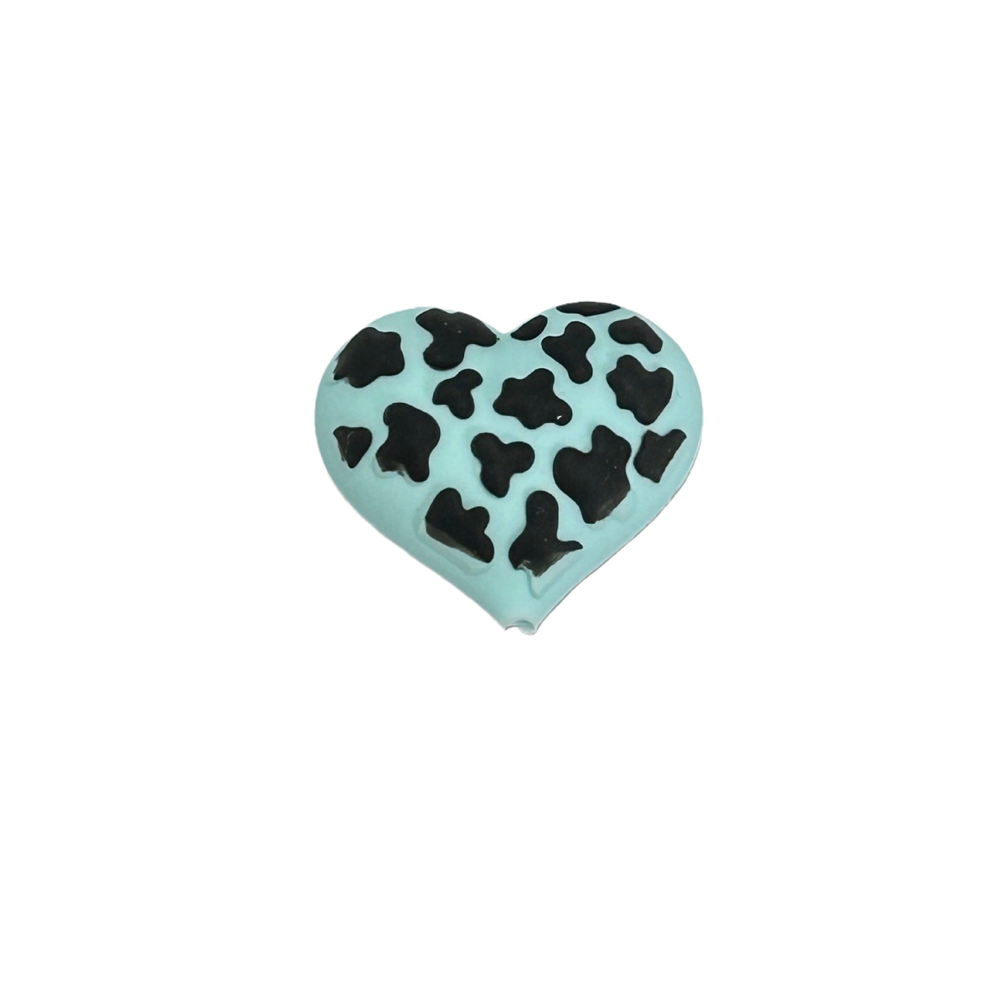 Wholesale 10pcs/pack Silicone heart-shaped leopard print beads  epoxy resin 3D card beads