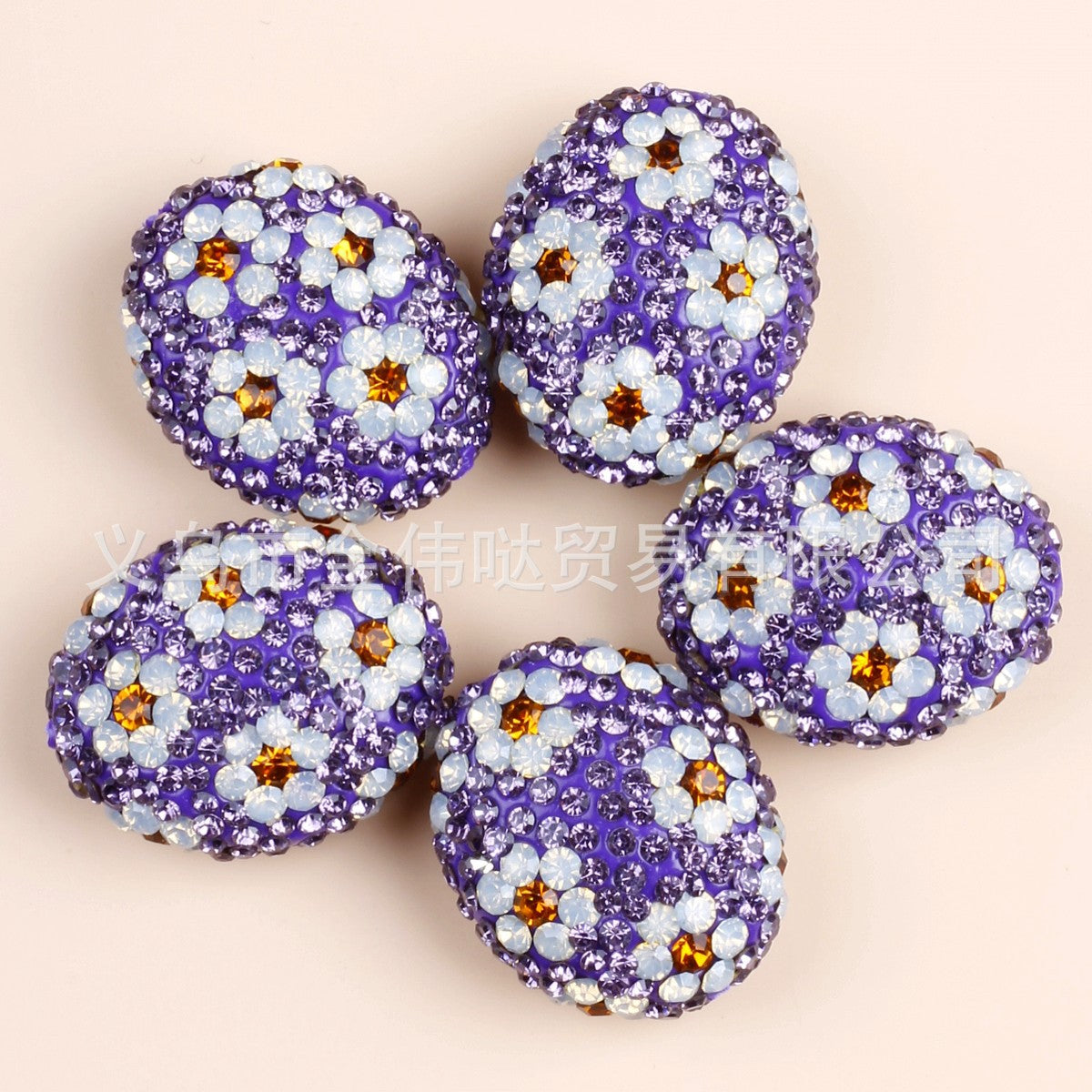 Wholesale 10pcs Plum Blossom Colorful Diamond Beads