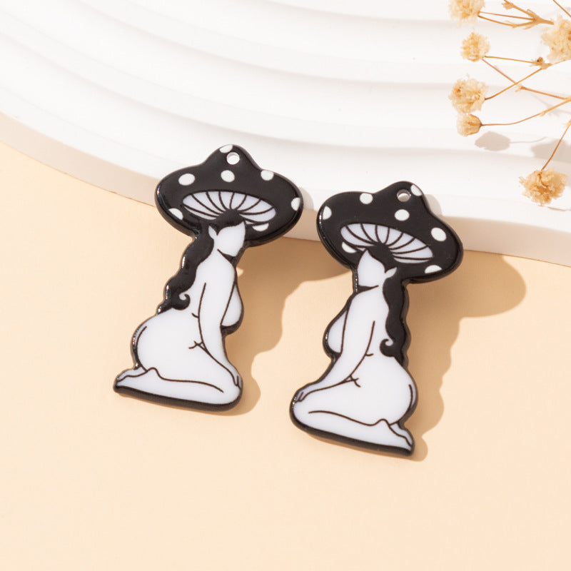 Wholesale 10pcs Acrylic Double-sided Printed Mushroom Girl DIY Materials