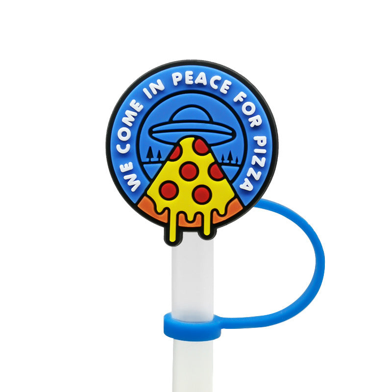 Wholesale of 10PCS Space Transportation Vehicles with Silicone Straw Tube Cap Straw Decorations