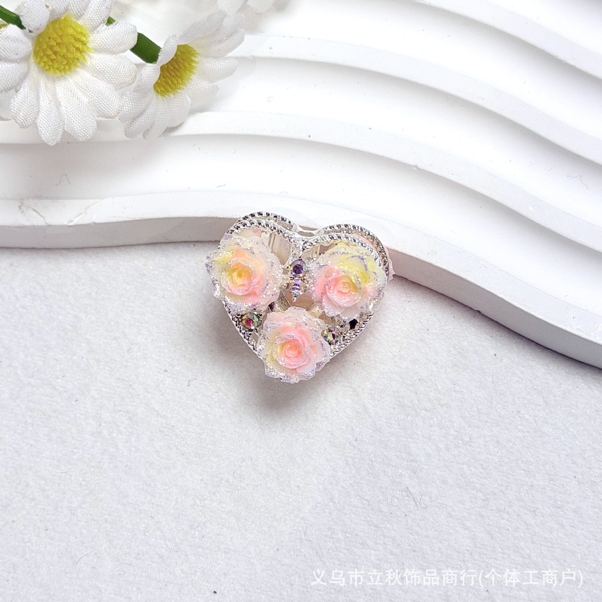 Wholesale  10pcs Water Diamond Colored Rose Pearl Love Bead