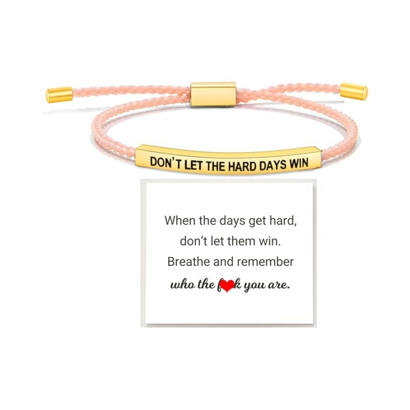 Wholesale Stainless steel bent tube inspirational text adjustable woven bracelet