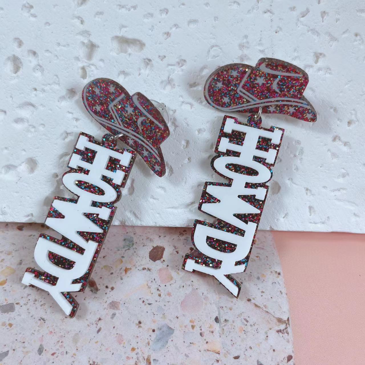 Wholesale Creative Western Cowboy Acrylic Earrings