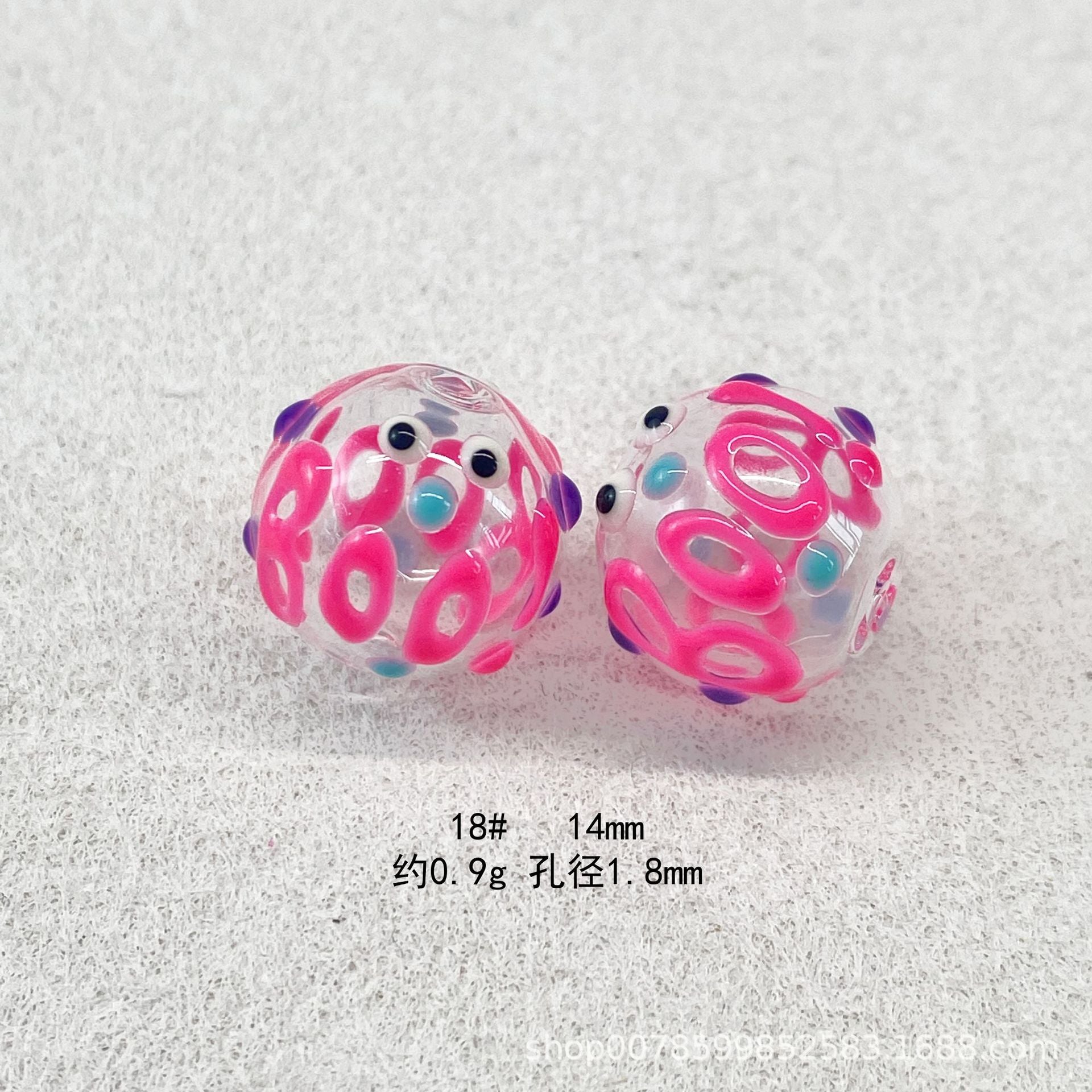 Wholesale 10pcs Transparent hollow glass heart-shaped polka dot hand-painted flower beads