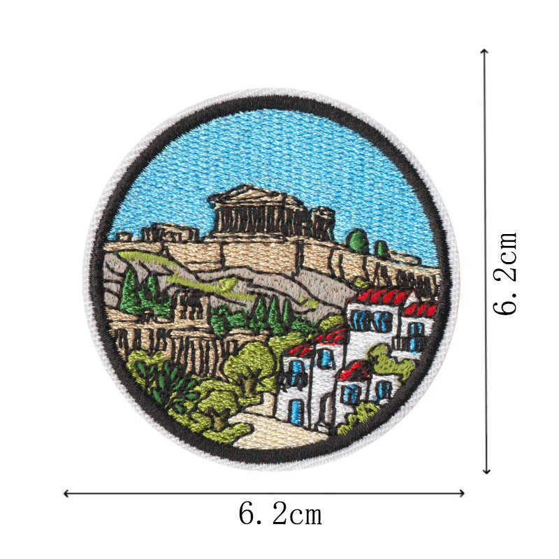 Wholesale Polyester Cotton Embroidered World City Landmark Iron On Patches 9 Pack For ets Travel Souvenir