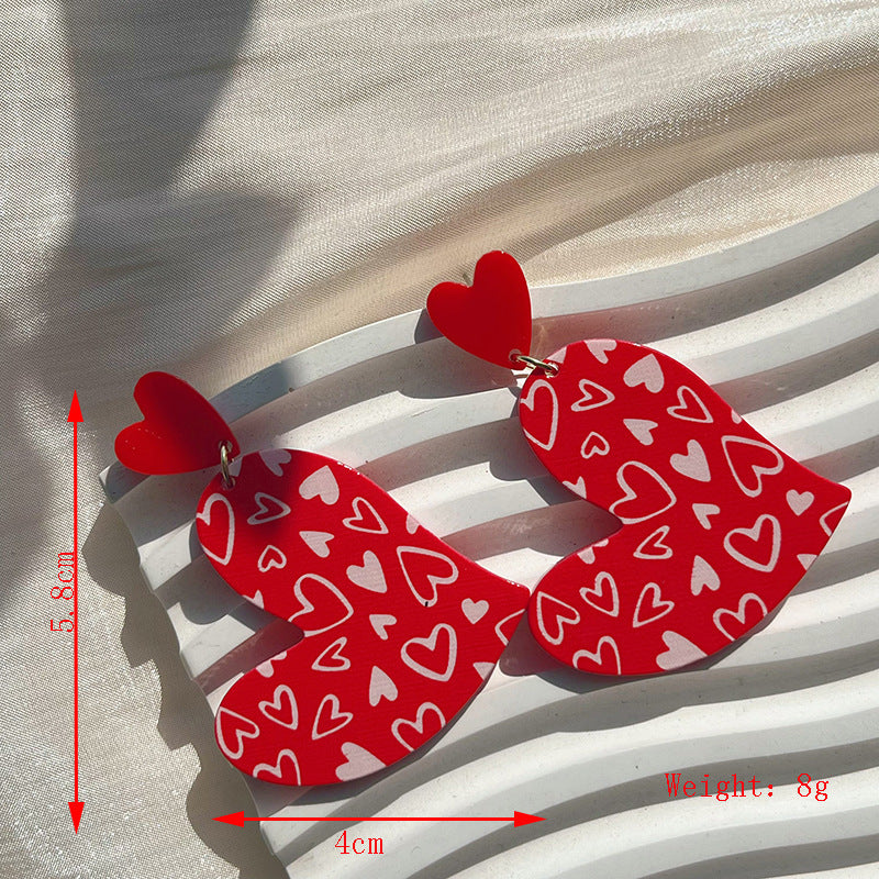 Wholesale New Valentine's Day women's irregular heart-shaped red pink earrings