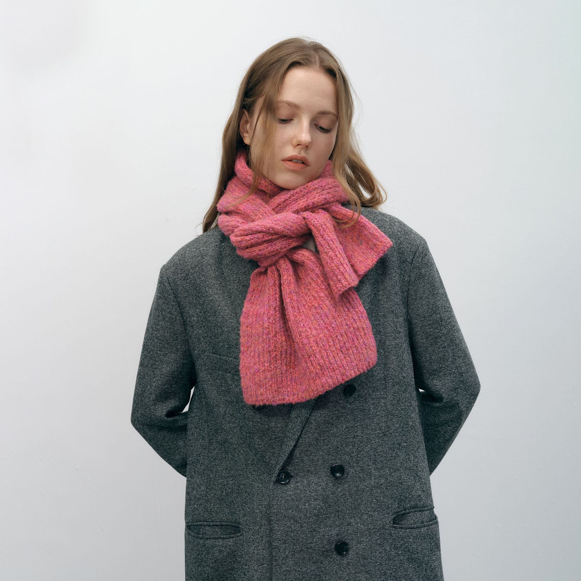 Wholesale Autumn and Winter Multi-color Gradient Thickened Warm Knitted Hat Scarf Two-piece Set