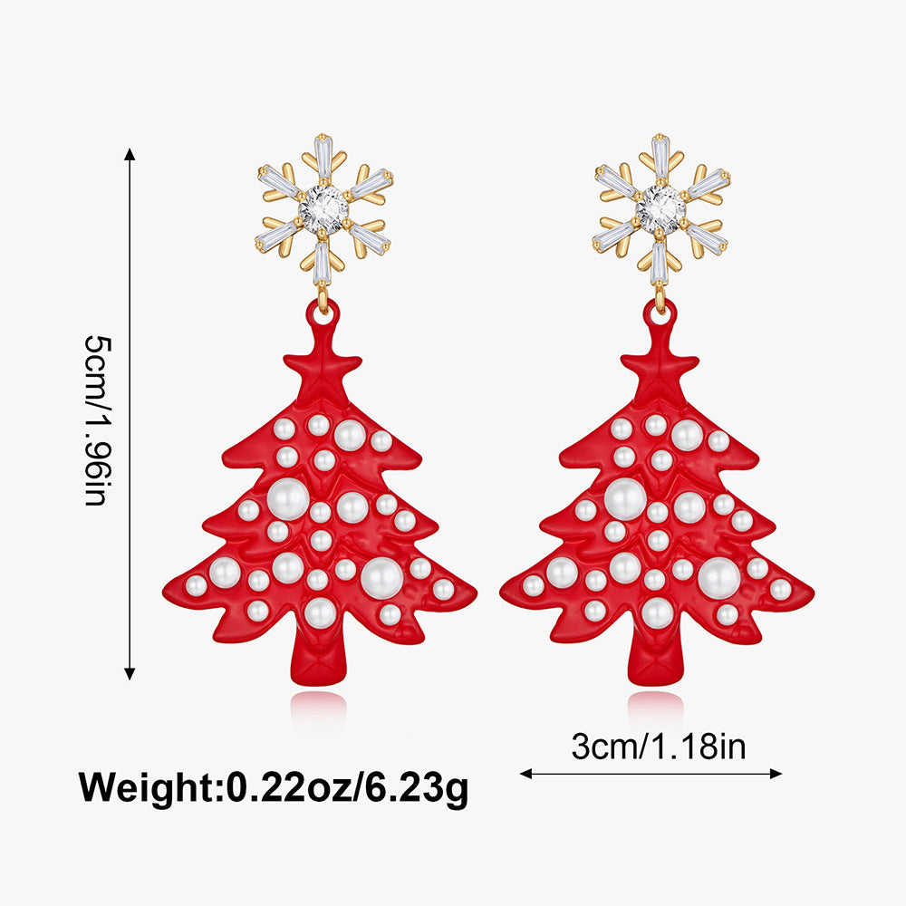 Wholesale Christmas tree atmosphere hollow five-pointed star diamond earrings