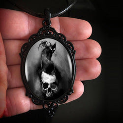 Wholesale Vintage Gothic style bat castle crow cross blood black cat church cemetery vampire vintage necklace