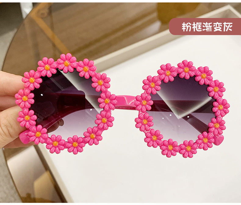 Wholesale Children's Cute Flower Sunglasses Travel Beach Sunshade Glasses Fashion Sunglasses