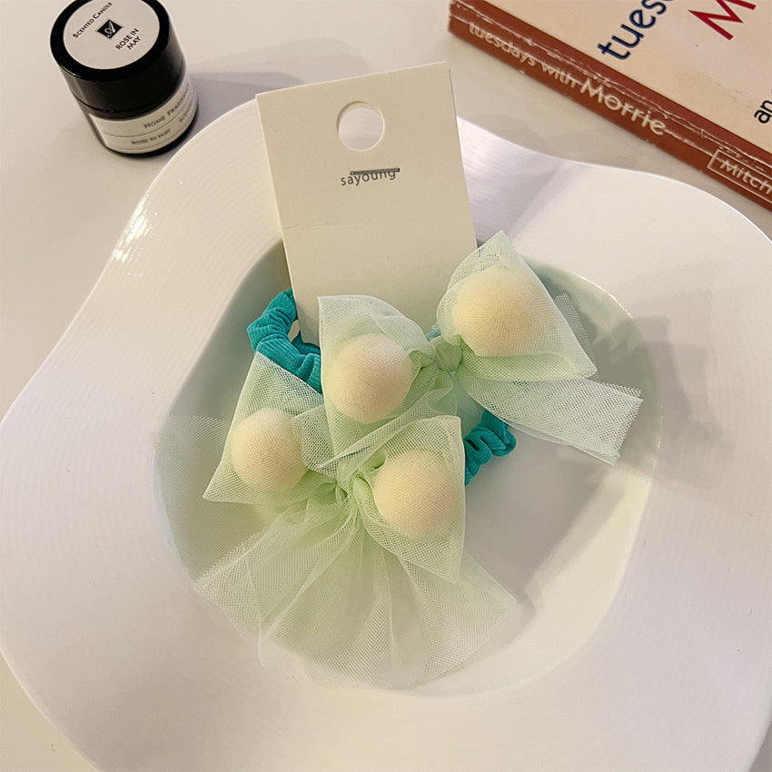 Wholesale Mesh Ball Bow Fabric Hair Scrunchies