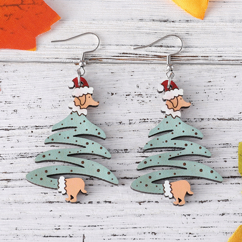 Wholesale Christmas dog Christmas tree pendant earrings