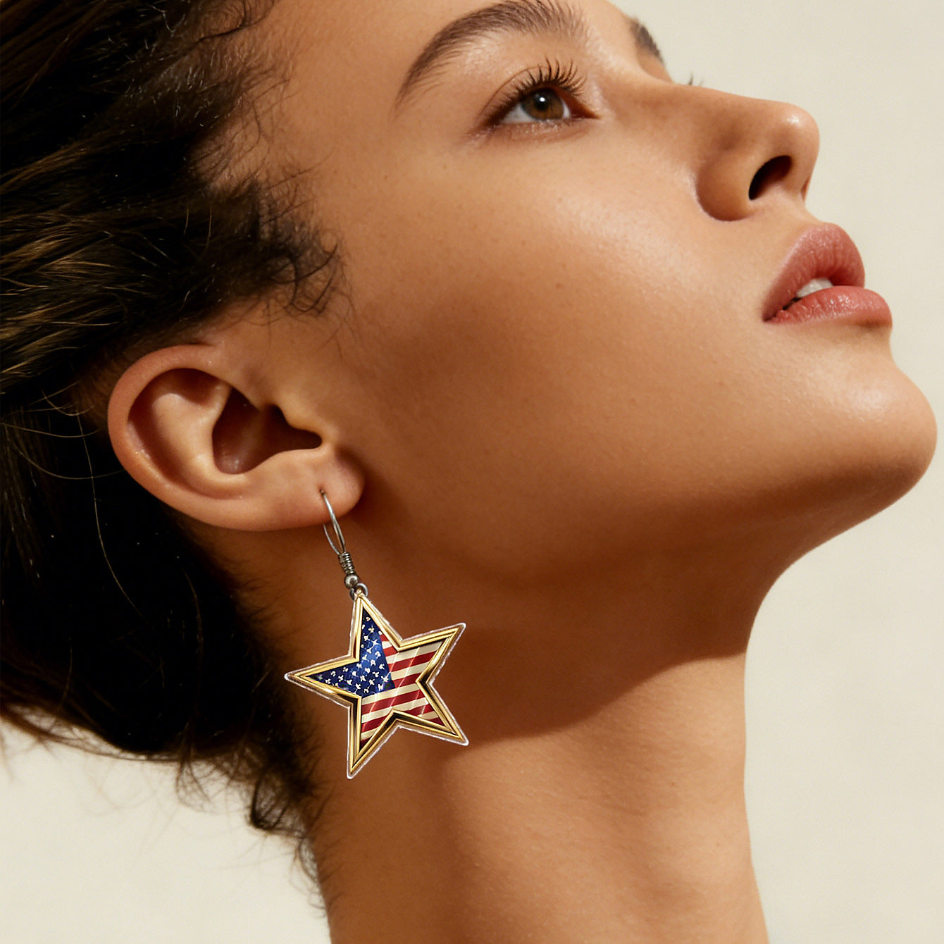 Wholesale Red White and Blue Flag Star Pendant  Earrings