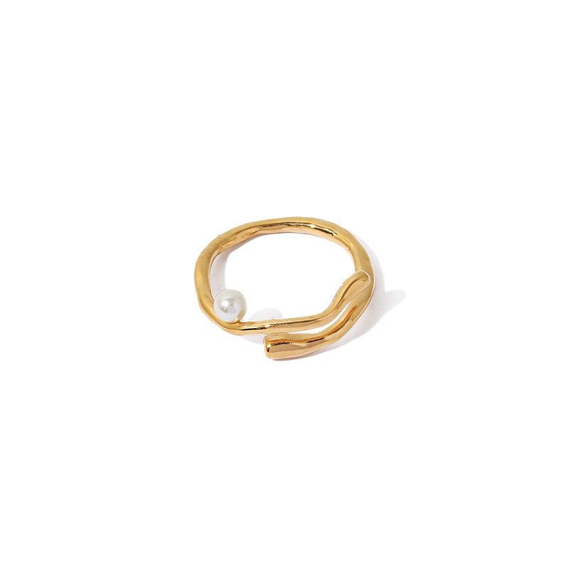 Wholesale Water Ripple Highlight Pearl Open Ring