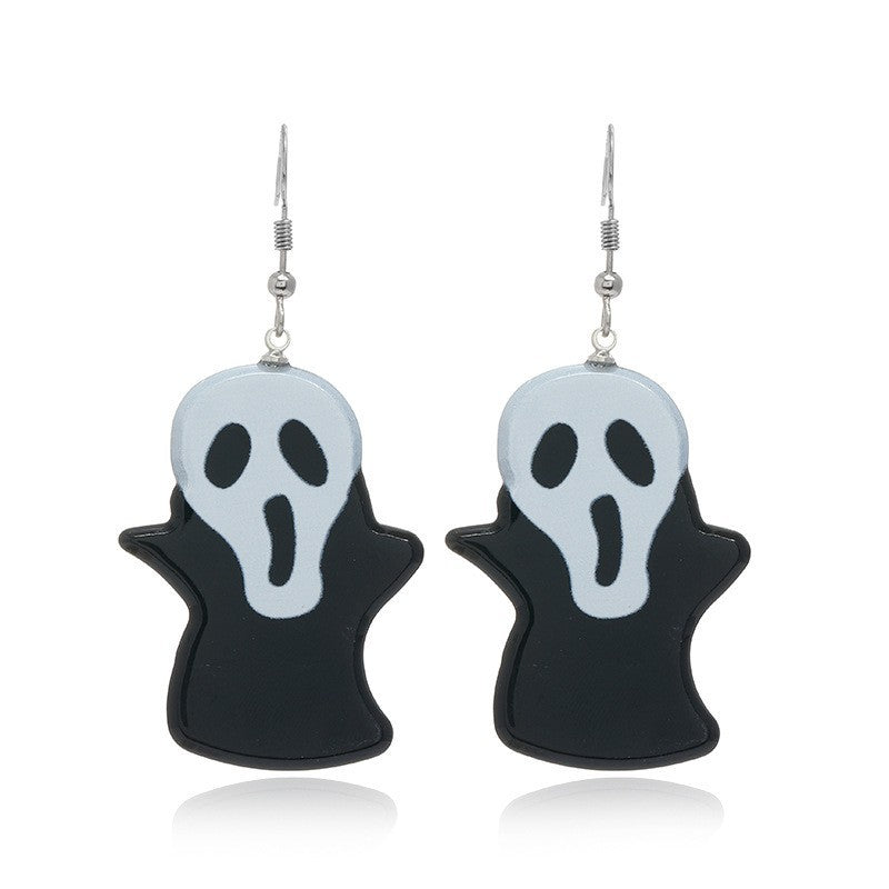 Wholesale Handmade Acrylic  Earrings Skull  Web Bat Design Trendy Jewelry Accessory For Party